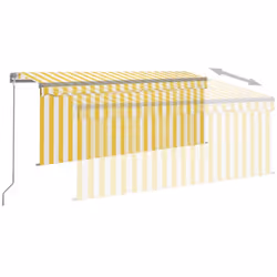 vidaXL Manual Retractable Awning with Blind 3.5x2.5m Yellow&White Patio Awning - Additional view 3