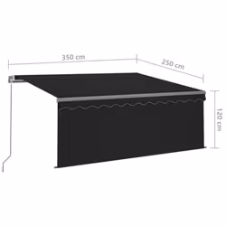 vidaXL Manual Retractable Awning with Blind 3.5x2.5m Anthracite Outdoor Awning - Additional view 6