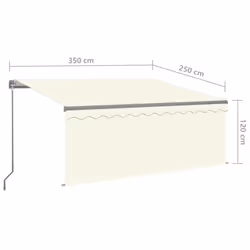 vidaXL Manual Retractable Awning with Blind&LED 3.5x2.5m Cream Outdoor Awning - Additional view 2