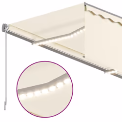 vidaXL Manual Retractable Awning with Blind&LED 3.5x2.5m Cream Outdoor Awning - Additional view 4