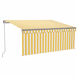 vidaXL Manual Retractable Awning with Blind&LED 3.5x2.5m Yellow&White Set