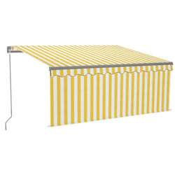 vidaXL Manual Retractable Awning with Blind&LED 3.5x2.5m Yellow&White Set