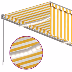 vidaXL Manual Retractable Awning with Blind&LED 3.5x2.5m Yellow&White Set
