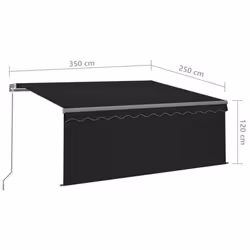 vidaXL Manual Retractable Awning with Blind&LED 3.5x2.5m Anthracite Awning Set