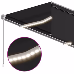 vidaXL Manual Retractable Awning with Blind&LED 3.5x2.5m Anthracite Awning Set - Additional view 4
