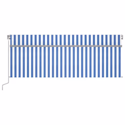 vidaXL Manual Retractable Awning with Blind 4x3m Blue&White Outdoor Awning Set - Additional view 4