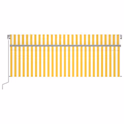 vidaXL Manual Retractable Awning with Blind 4x3m Yellow&White Outdoor Awning
