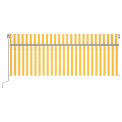 vidaXL Manual Retractable Awning with Blind&LED 4x3m Yellow&White Awning Set