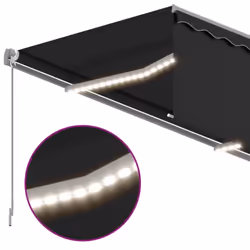 vidaXL Manual Retractable Awning with Blind&LED 4x3m Anthracite Awning Set - Additional view 4