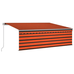 vidaXL Manual Retractable Awning with Blind&LED 4x3m Orange&Brown Awning Set