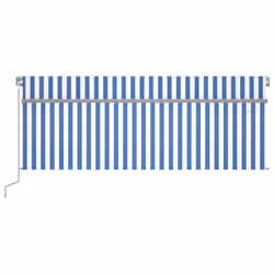 vidaXL Manual Retractable Awning with Blind Outdoor Awning Sunshade Canopy - blue and white - Additional view 2