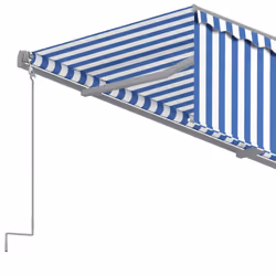 vidaXL Manual Retractable Awning with Blind Outdoor Awning Sunshade Canopy - blue and white - Additional view 4