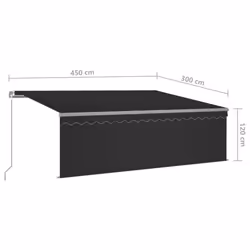 vidaXL Manual Retractable Awning with Blind 4.5x3m Anthracite Outdoor Awning - Additional view 6