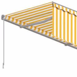 vidaXL Manual Retractable Awning with Blind 5x3m Yellow&White Outdoor Awning