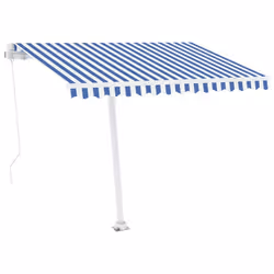 vidaXL Manual Retractable Awning with LED 300x250 cm Blue and White Shelter