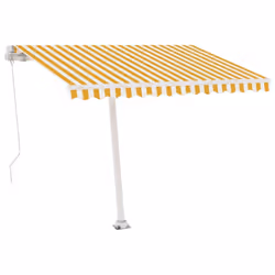 vidaXL Manual Retractable Awning with LED 300x250 cm Yellow and White Shelter