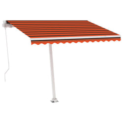 vidaXL Manual Retractable Awning with LED 300x250 cm Orange and Brown Shelter