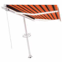 vidaXL Manual Retractable Awning with LED 300x250 cm Orange and Brown Shelter
