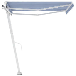 vidaXL Freestanding Manual Retractable Awning 350x250 cm Blue/White Shelter