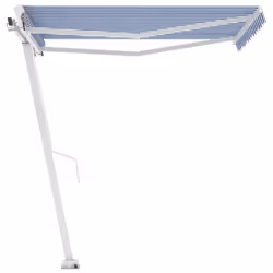vidaXL Freestanding Manual Retractable Awning 350x250 cm Blue/White Shelter