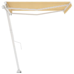 vidaXL Freestanding Manual Retractable Awning 350x250 cm Yellow/White Shelter