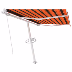 vidaXL Freestanding Manual Retractable Awning 350x250 cm Orange/Brown Shelter