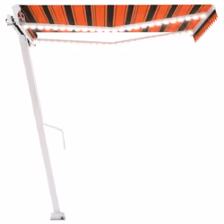 vidaXL Manual Retractable Awning with LED 350x250 cm Orange and Brown Shelter