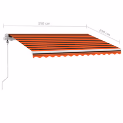 vidaXL Manual Retractable Awning with LED 350x250 cm Orange and Brown Shelter