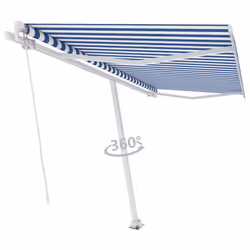 vidaXL Freestanding Manual Retractable Awning 400x300 cm Blue/White Shelter