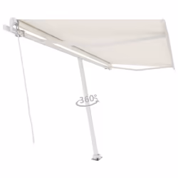 vidaXL Freestanding Manual Retractable Awning 400x300 cm Cream Shade Shelter