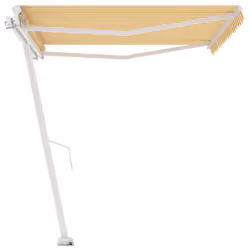 vidaXL Freestanding Manual Retractable Awning 400x300 cm Yellow/White Shelter