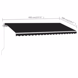 vidaXL Freestanding Manual Retractable Awning 400x300 cm Anthracite Shelter