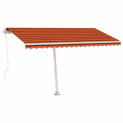vidaXL Freestanding Manual Retractable Awning 400x300 cm Orange/Brown Shelter