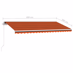vidaXL Freestanding Manual Retractable Awning 400x300 cm Orange/Brown Shelter