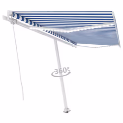 vidaXL Manual Retractable Awning with LED 400x300 cm Blue and White Shelter