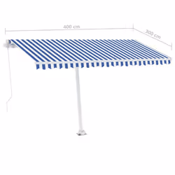 vidaXL Manual Retractable Awning with LED 400x300 cm Blue and White Shelter