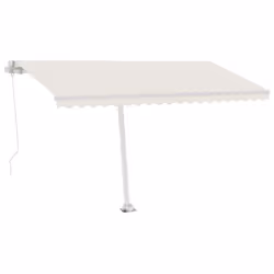 vidaXL Manual Retractable Awning with LED 400x300 cm Cream Sun Shade Shelter