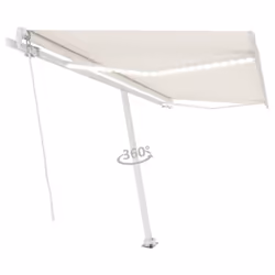 vidaXL Manual Retractable Awning with LED 400x300 cm Cream Sun Shade Shelter