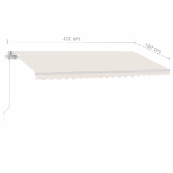 vidaXL Manual Retractable Awning with LED 400x300 cm Cream Sun Shade Shelter