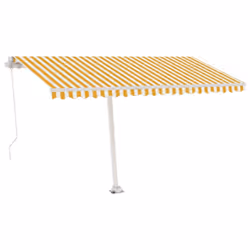 vidaXL Manual Retractable Awning with LED 400x300 cm Yellow and White Shelter