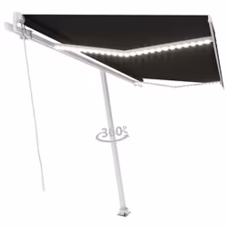 vidaXL Manual Retractable Awning with LED 400x300 cm Anthracite Shade Shelter