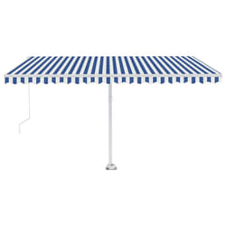 vidaXL Manual Retractable Awning with LED 450x300 cm Blue and White Shelter