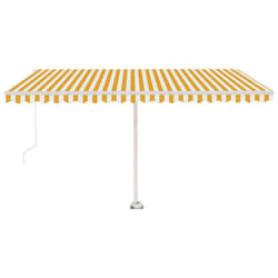 vidaXL Manual Retractable Awning with LED 450x300 cm Yellow and White Shelter