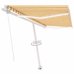 vidaXL Manual Retractable Awning with LED 450x300 cm Yellow and White Shelter