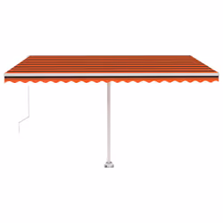vidaXL Manual Retractable Awning with LED 450x300 cm Orange and Brown Shelter