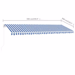 vidaXL Freestanding Manual Retractable Awning 500x300 cm Blue/White Shelter