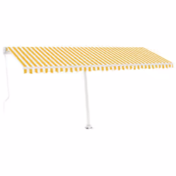 vidaXL Freestanding Manual Retractable Awning 500x300 cm Yellow/White Shelter