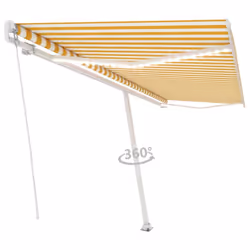 vidaXL Manual Retractable Awning with LED 500x300 cm Yellow and White Shelter