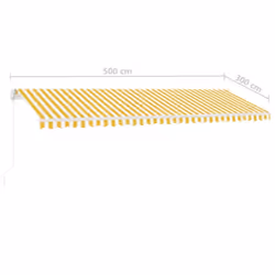 vidaXL Manual Retractable Awning with LED 500x300 cm Yellow and White Shelter