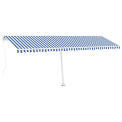 vidaXL Manual Retractable Awning with LED 600x300 cm Blue and White Outdoor